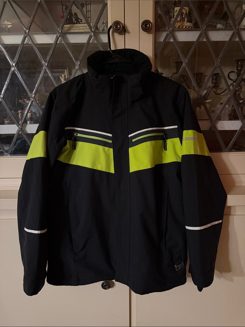 Youth Black Ski Jacket with Neon Yellow Accent - Kids Snow Jacket